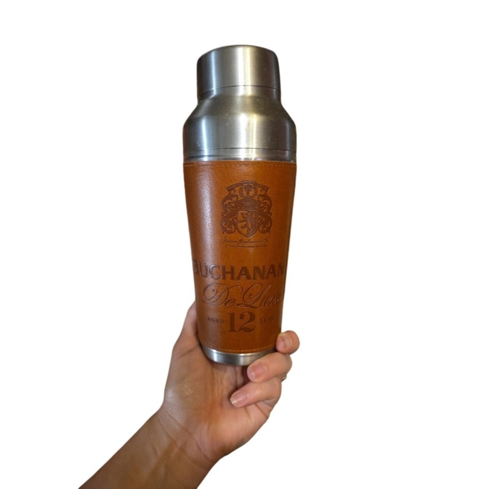 Buchanans De Luxe 12 Year Scotch Whisky Leather Wrapped Stainless CocktailShaker
